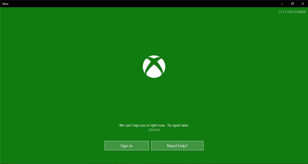 0x3e9 xbox sign in error - Microsoft Community