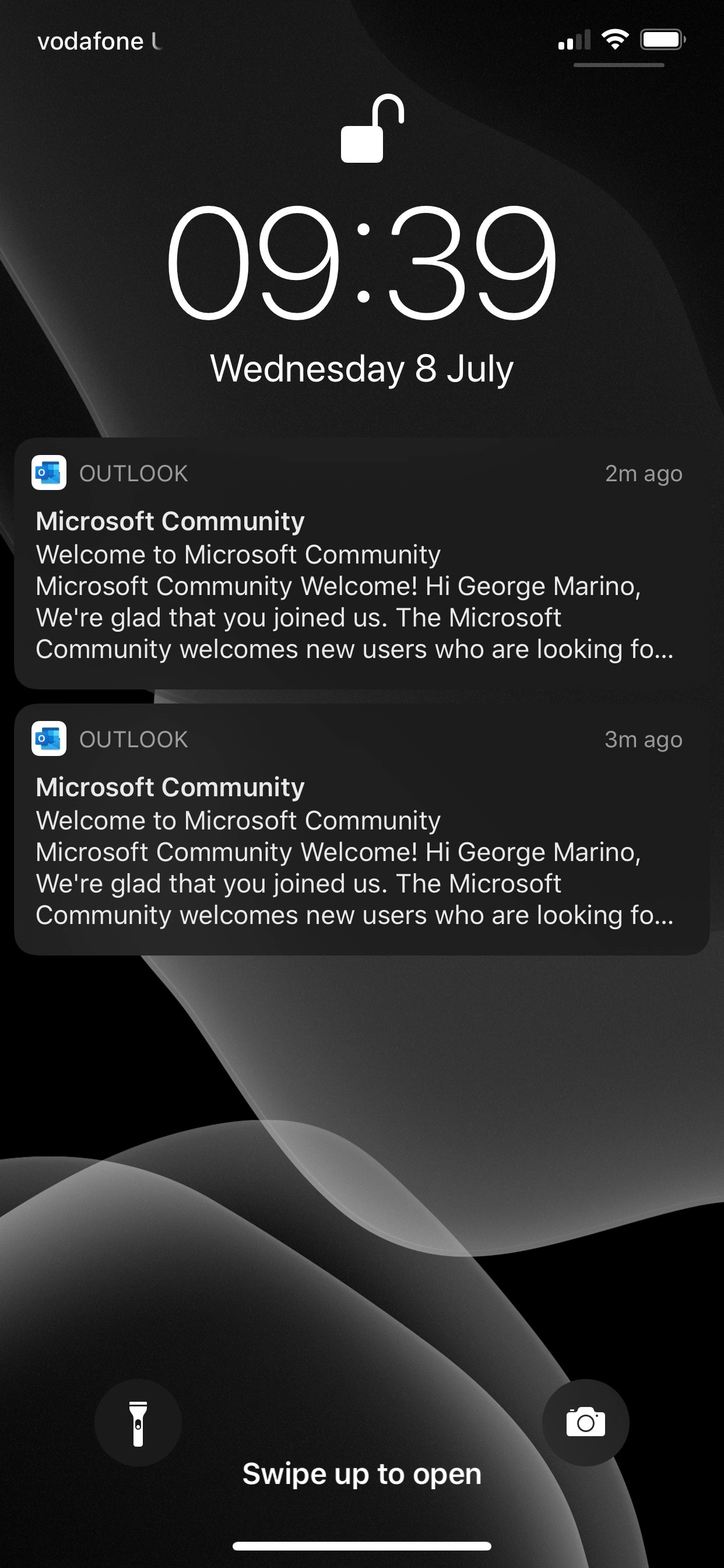 outlook notifications on galaxy watch