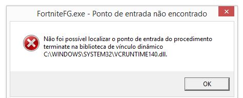 Erro: Não foi possível localizar o ponto de entrada do procedimento