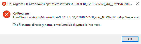 The Filename, Directory Name, Or Volume Label Syntax Is Incorrect -  Microsoft Community