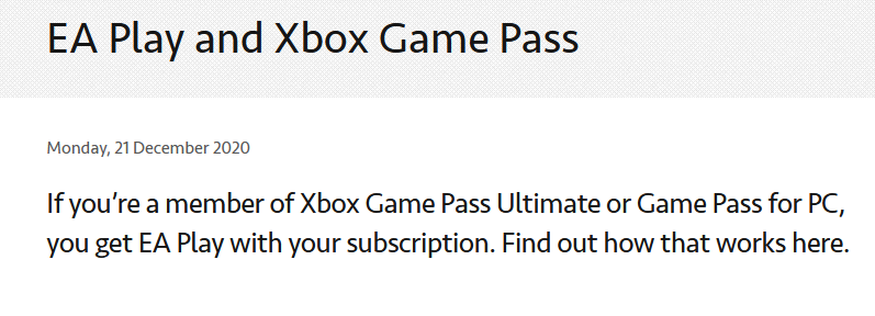 I Can't Access EA Play After Subscribing To Ultimate Xbox Game Pass ...