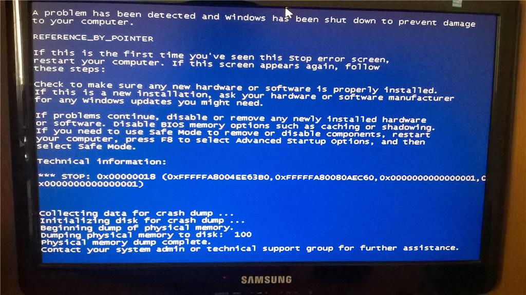 Blue screen reference by pointer 0x00000018 - Microsoft Community