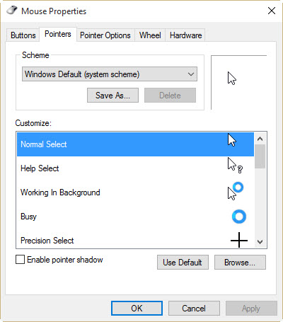 Build 10240 - Mouse Cursors Acting Funny; Showing "Large" And ...