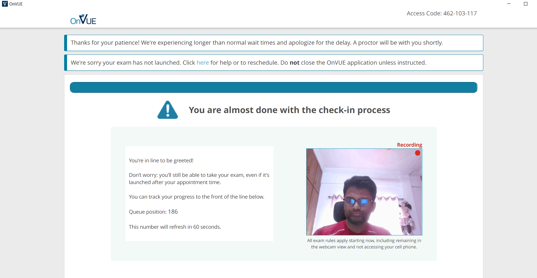 Waiting in queue since more than an hour- please reschedule the 