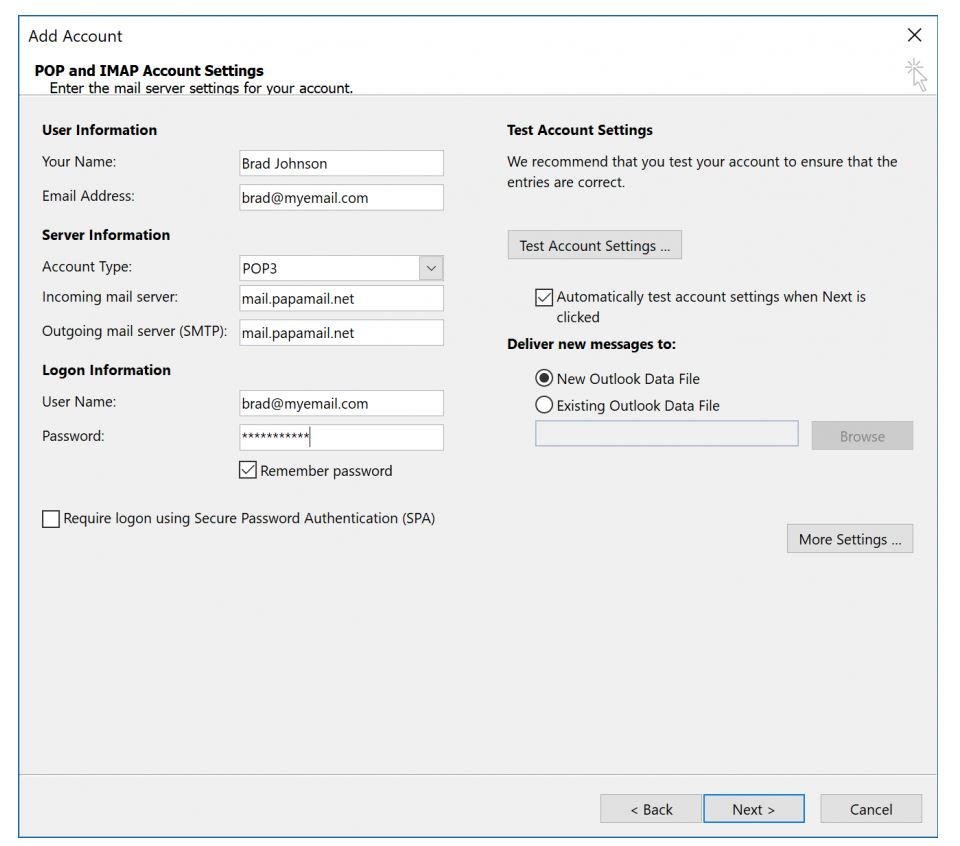 Unable to add singnet.com.sg account to Outlook 2016 - Microsoft Community