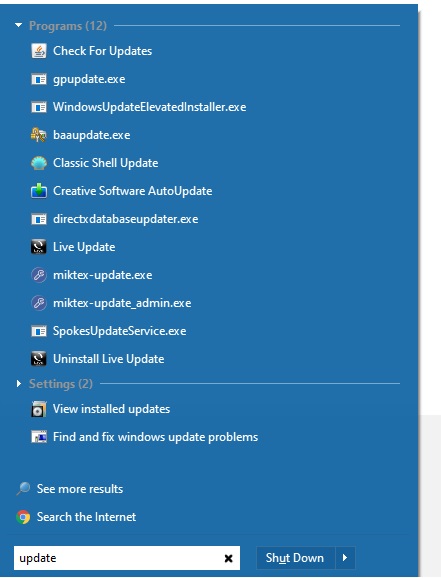 Windows Update Disappeared From Search Microsoft Community