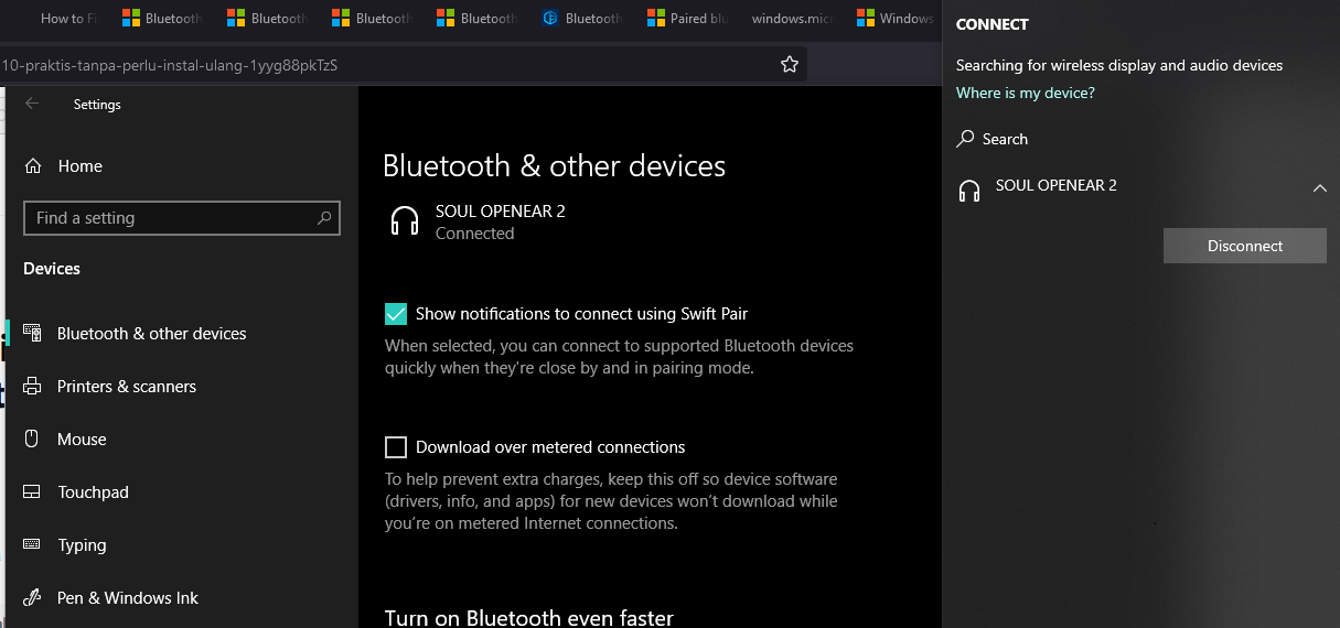 bluetooth headset conected but not recognized as audio device