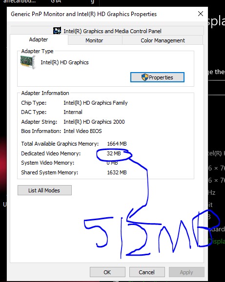 I want to increase VRam of intel HD Graphics 2000 Microsoft