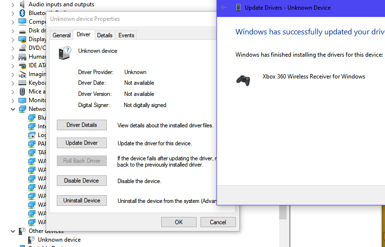 Windows 10 Shows My Xbox 360 Wireless Adapter As Unknown Microsoft Community