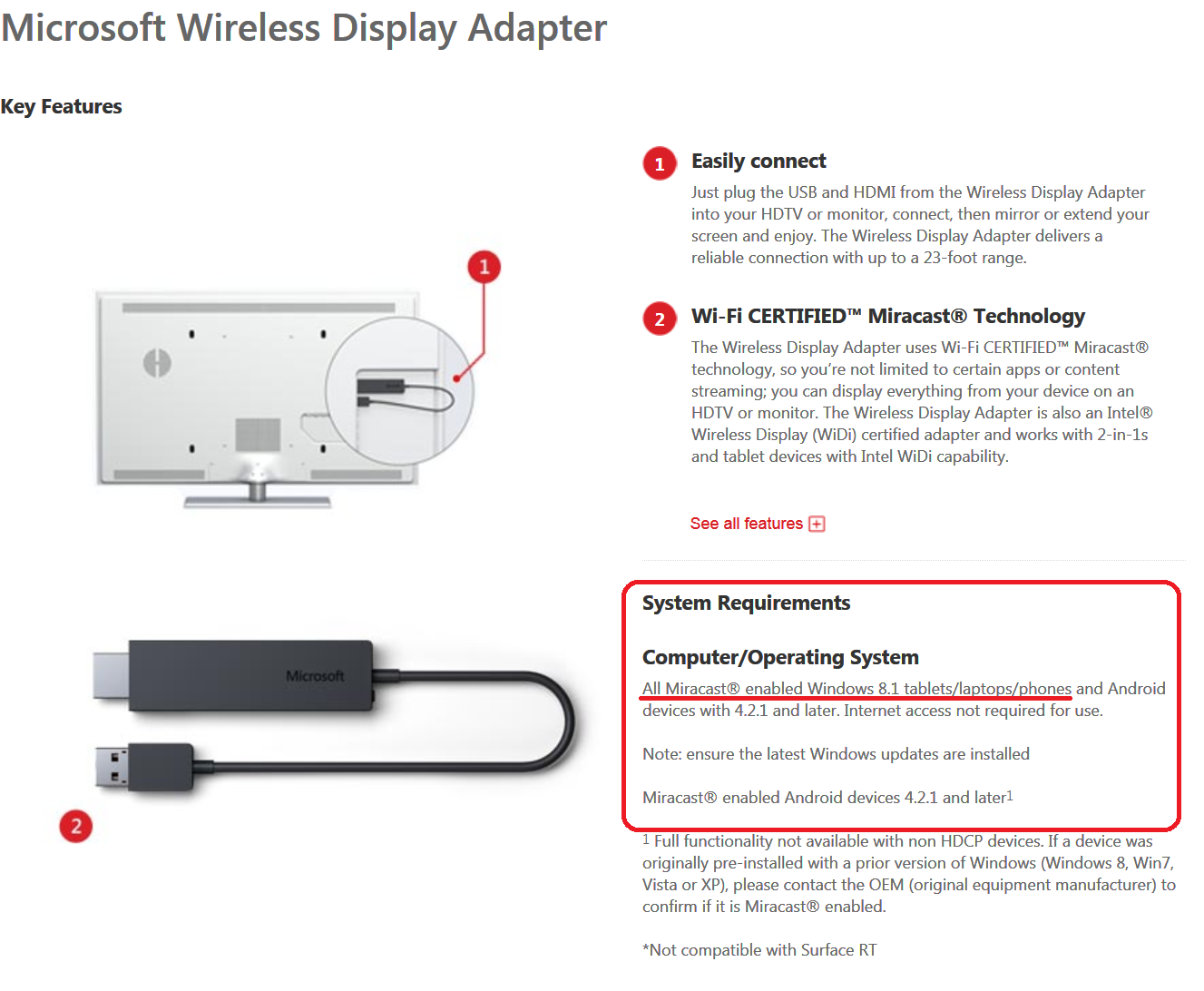 Microsoft Wireless Display Adapter not connecting