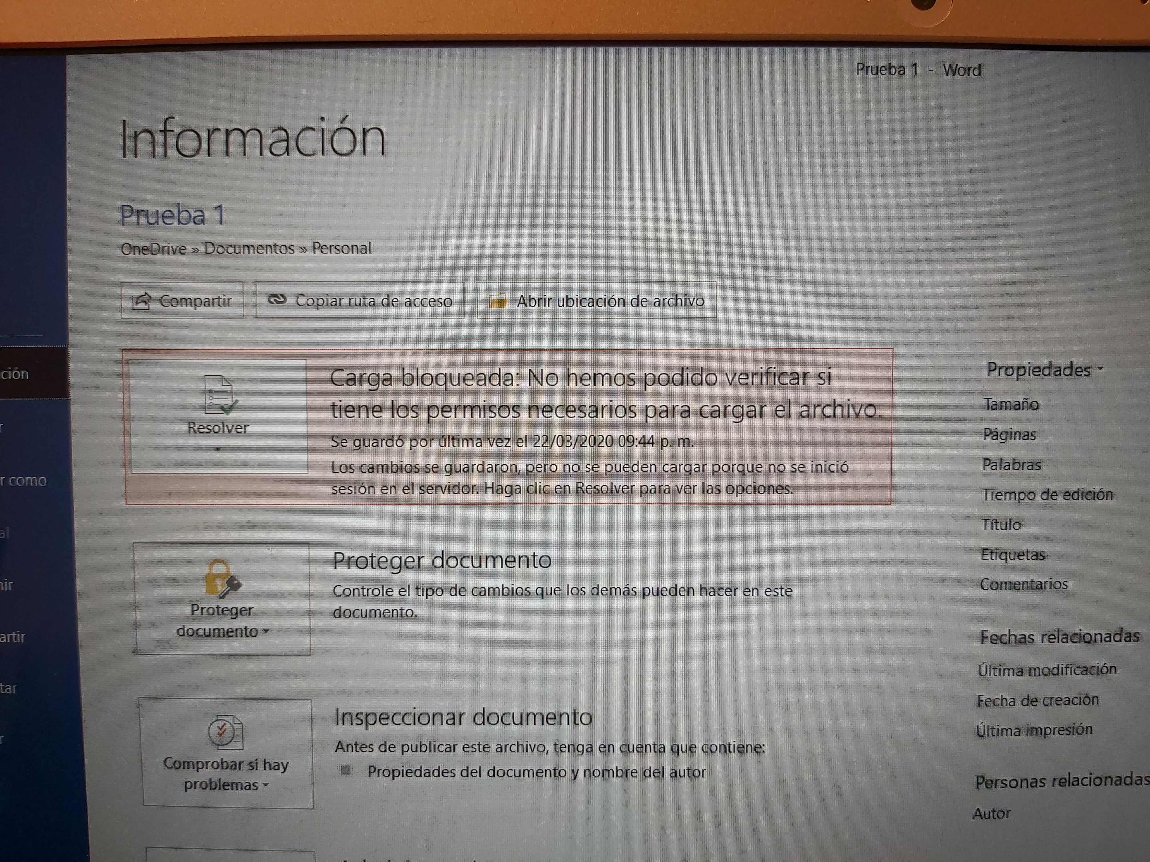 Office, imposible grabar cambios en un archivo directamente en mi PC -  Microsoft Community