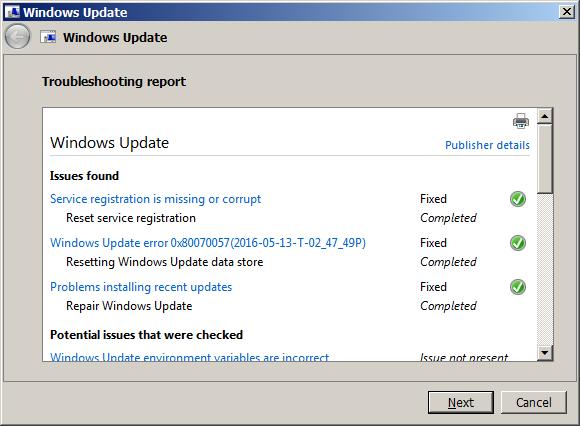 Windows Update (Windows 7 Ultimate) will not download. Error code 