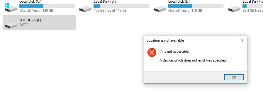 A device which does not exist was specified - Microsoft Community