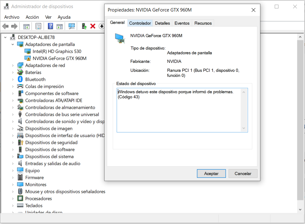 Error Con Nvidia Gforce Gtx 960m Windows Detuvo Este Dispositivo Microsoft Community