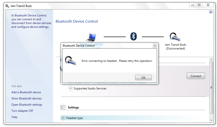 geroosterd brood Sherlock Holmes Pak om te zetten Bluetooth Device Added, but "Error Connecting to Headset" - Microsoft  Community