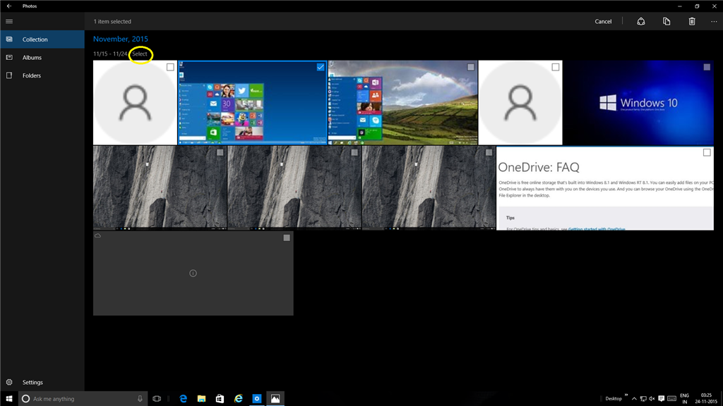 Select All / None - in Windows 10 Photos app - Microsoft Community