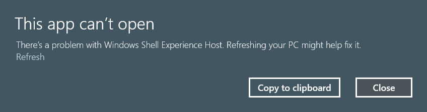 how to fix There&rsquo;s a problem with Windows Shell Experience Host 