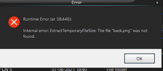 No files found matching. Ошибка runtime Error. Внутренняя ошибка. Runtime Error at 38 446. Ошибка EXTRACTTEMPORARYFILE.