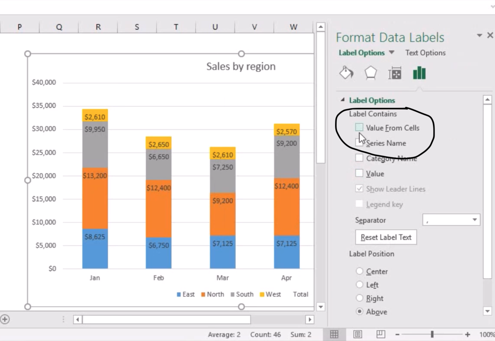 Can Not See Option Value From Cells In Format Data Label Microsoft Community