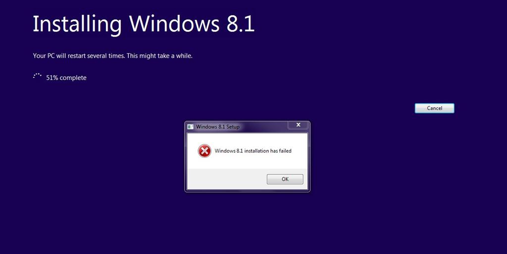 tuberculose breedtegraad Magnetisch Windows 7 to Win 8.1 pro upgrade fails midway (53%) - Microsoft Community
