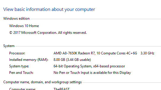 8gb ram installed only 3.44 gb ram usable - Microsoft Community