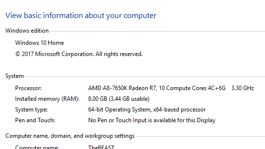 Ejendommelige alkohol Let at ske 8gb ram installed only 3.44 gb ram usable - Microsoft Community