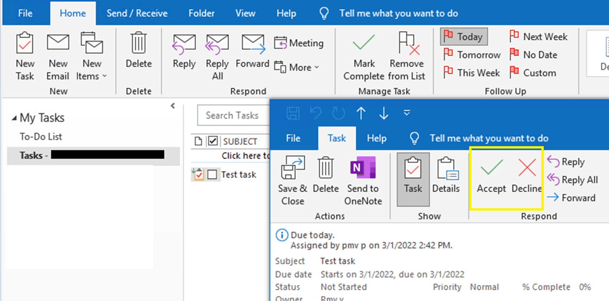 Accept or decline Task button missing - Microsoft Community