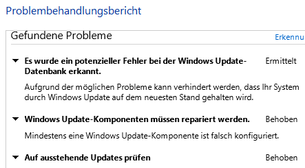 Problemlösung "Fehler Windows-Update-Datenbank"