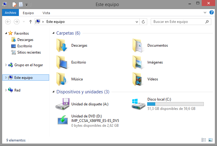 Explorador de archivos windows 8