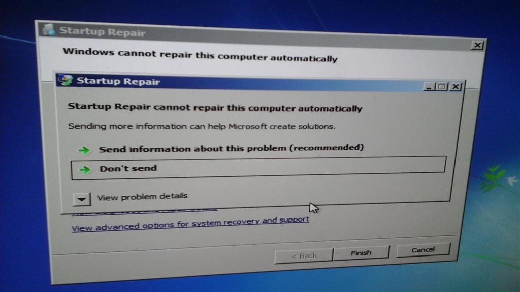 Перестал запускаться пк. Windows cannot Repair this Computer automatically что делать. Винда долго запускается. Виндовс 7 окно Startup Repair что это. По ф8 где находится восстановление запуска на компе.