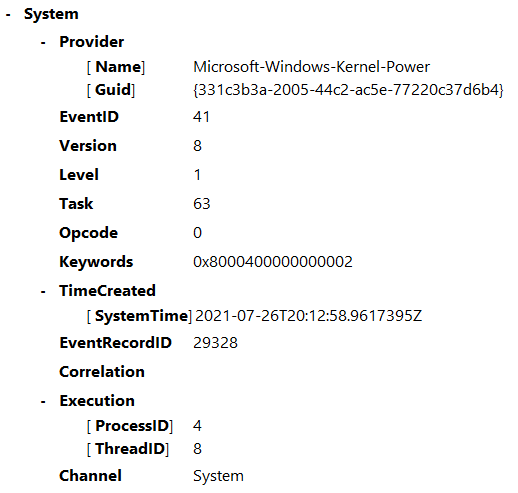 Eventid 41 task 63. Kernel-Power 41 63 Windows 10. Kernel Power.