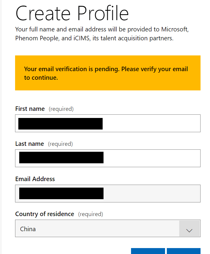 Unable to create profle and stuck with “email verification 