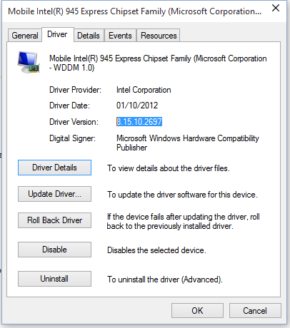 Intel 945 chipset driver windows 10