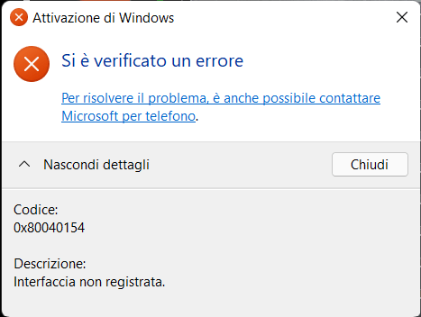 Errore durante attivazione Office (0x80040154) - Microsoft Community