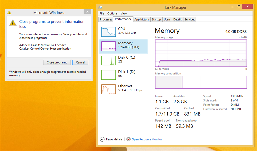 Windows 8.1 Low on Memory error - Microsoft Community