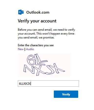 Outlook captcha verification always fails - Microsoft Community