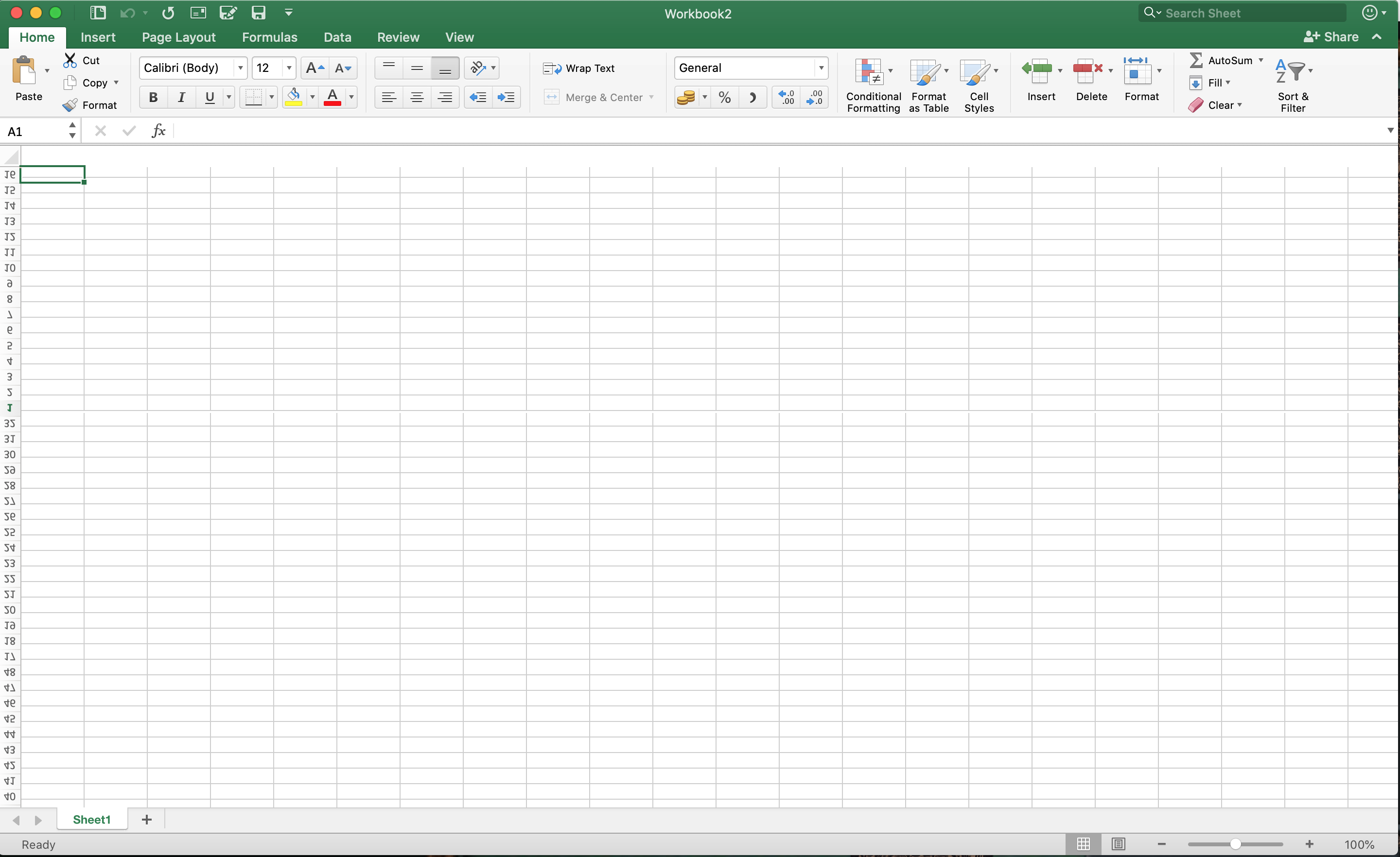 Microsoft Excel 2016 Interface