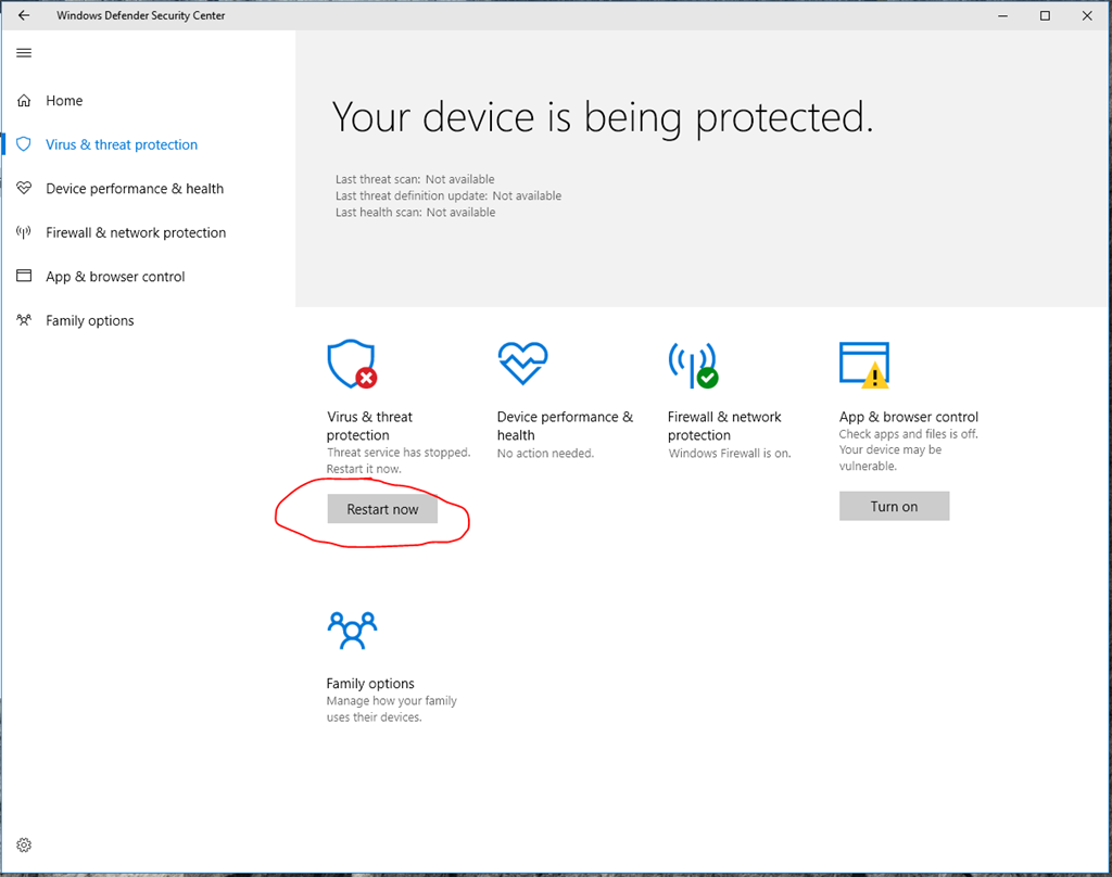 Cannot turn windows defender on windows 10 mac