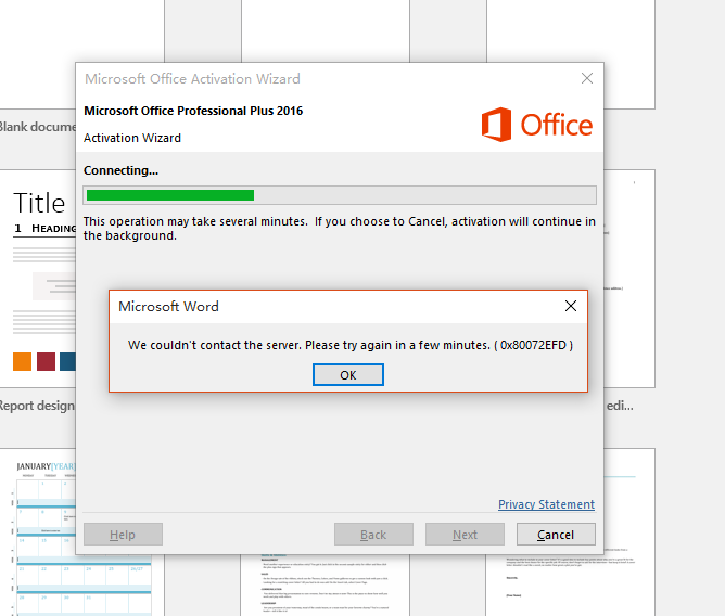 can't activate office 2016 (cannot connect to server - Microsoft Community
