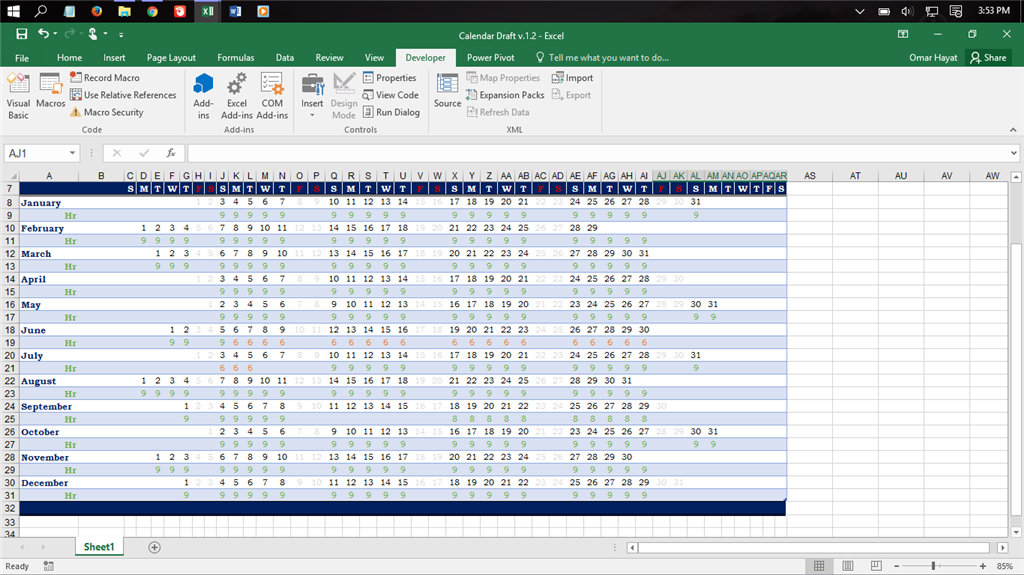 Excel 2013 Template Employee Attendance Tracker Need To Fully Microsoft Community