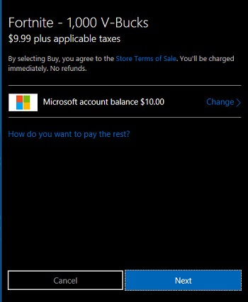 Microsoft buy best sale v bucks