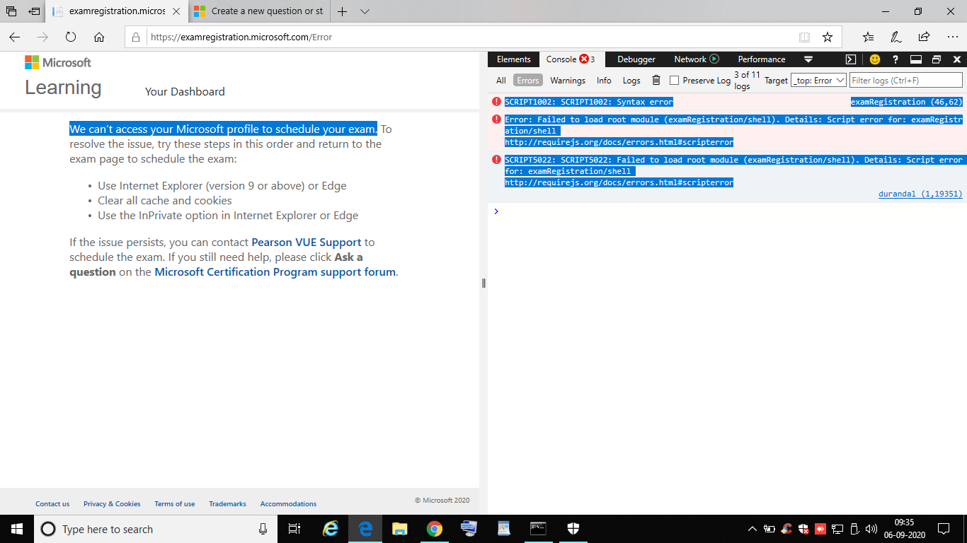 Error "We Can’t Access Your Microsoft Profile To Schedule Your Exam ...