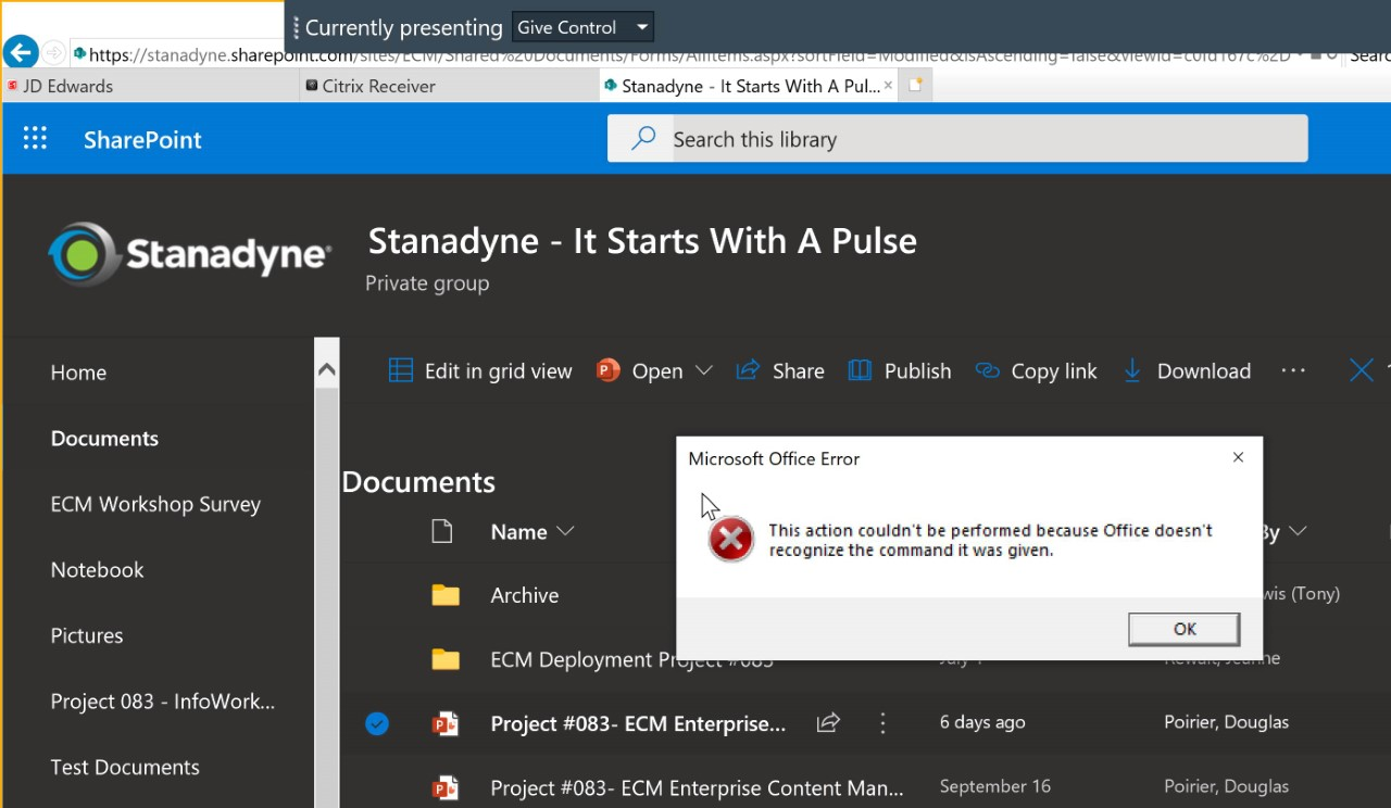 sharepoint open powerpoint in presentation mode