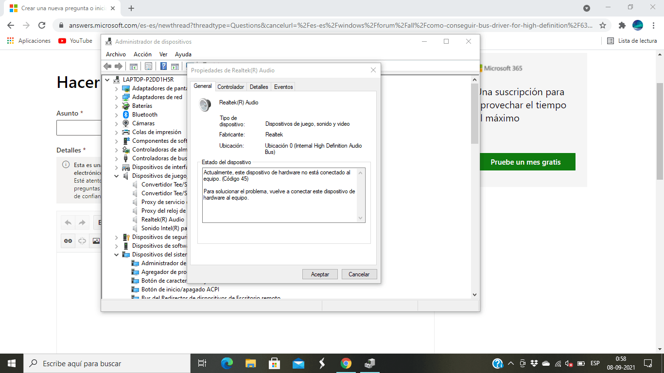 No Tengo El Internal High Definition Audio Bus Instalado Microsoft Community