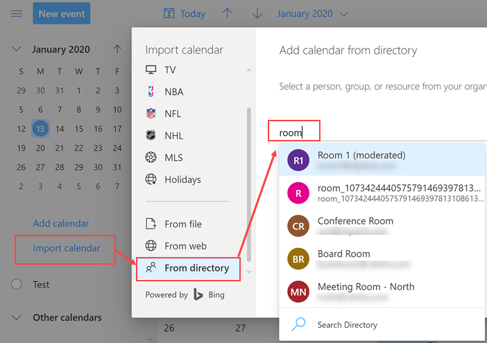 Add room calendars to all users outlook at once Microsoft Community