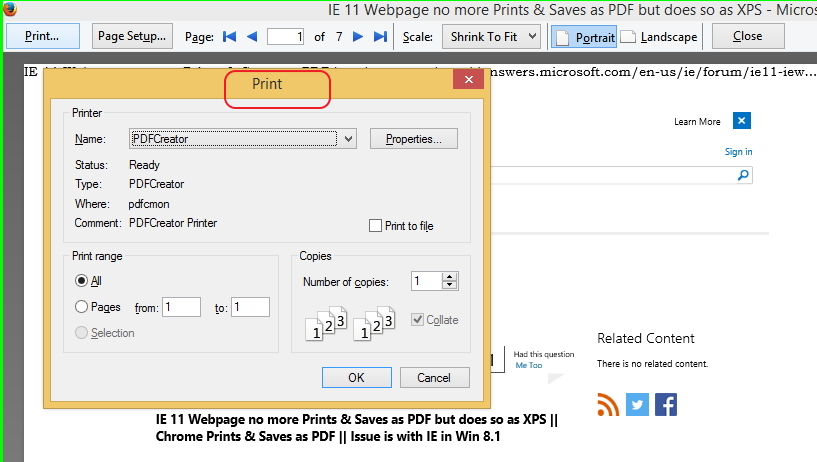 Ie 11 Webpage No More Prints Saves As Pdf But Does So As Xps Microsoft Community