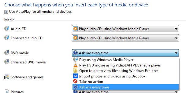 Windows 7 Autoplay options Microsoft Community