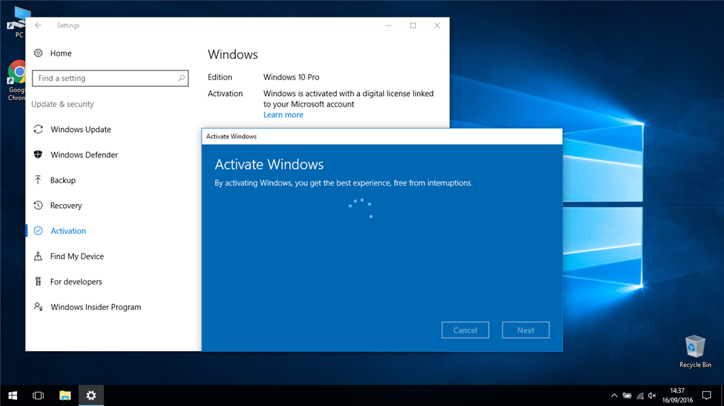 Activation window hangs - Microsoft Community