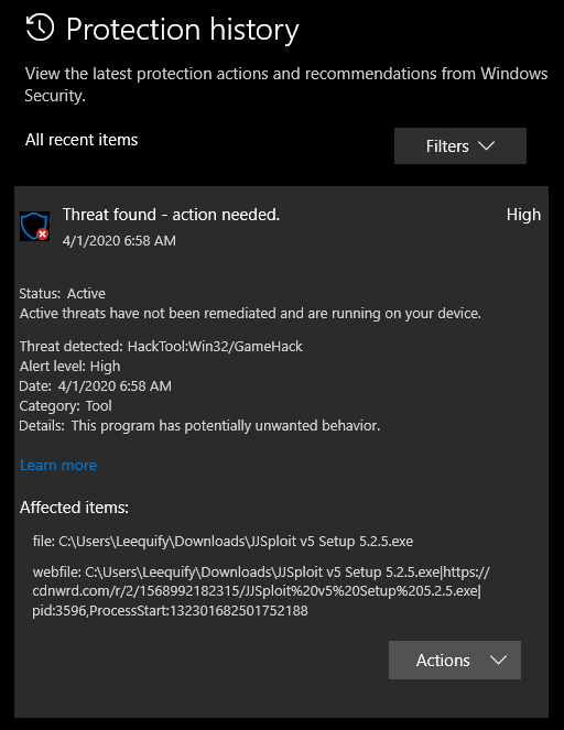 New Downloads Being Automatically Deleted From Downloads Folder Microsoft Community - sploit protect anti exploit roblox