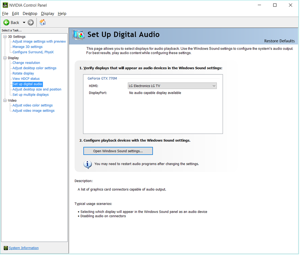 Sound Not Coming Through Hdmi Cable Windows 10 Microsoft Community